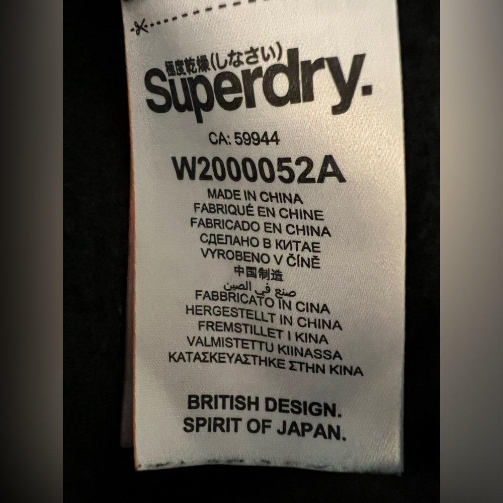 Superdry logo black hoodie heavyweight gold accents sz 4 womens streetwear - Picture 8 of 10
